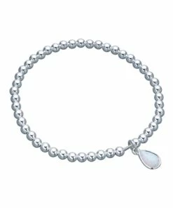 Mocha Pear Czelline Opal Silver Stretchy Ball Bracelet