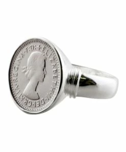 Mocha Authentic Threepence Coin Ring - Silver
