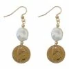 Mocha Token Small Keshi Pearl Gold Drop Earrings