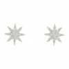 Mocha Bianc Bel Noir Cubic Zirconia Pave Star Stud Earrings