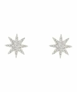 Mocha Bianc Bel Noir Cubic Zirconia Pave Star Stud Earrings