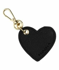 Mocha Initial Heart Saffiano Keyring - Black