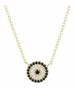 Mocha Lucky Sterling Silver Cubic Zirconia Gold Necklace