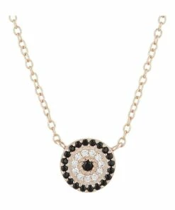 Mocha Lucky Sterling Silver Cubic Zirconia Rose Gold Necklace