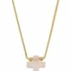 Mocha Sterling Silver Mini Cross Gold Fine Necklace - White