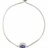 Mocha Evil Eye Charm Round Silver Bracelet
