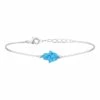 Mocha Sterling Silver Mini Hamsa Fine Bracelet - Blue