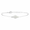 Mocha Sterling Silver Mini Hamsa Fine Bracelet - White