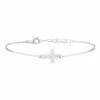 Mocha SS Mini Cross Fine Bracelet-White
