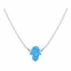 Mocha Sterling Silver Mini Hamsa Fine Blue Necklace