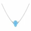 Mocha SS Mini Hamsa Fine Necklace-Light Blue