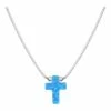 Mocha SS Mini Cross Fine Necklace-Blue