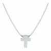 Mocha Sterling Silver Mini Cross Fine White Necklace