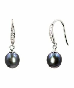 Pure Elements Elegant Peacock Black Pearl Drop Earrings