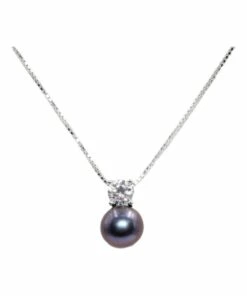 Pure Elements Simply Brilliant Black Pearl Peacock Black Pendant Necklace