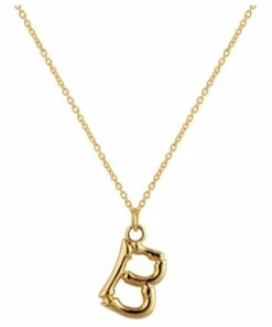 Mocha Letter B Initial Gold Necklace