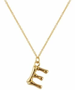 Mocha Letter E Initial Gold Necklace