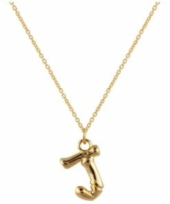 Mocha Letter J Initial Gold Necklace