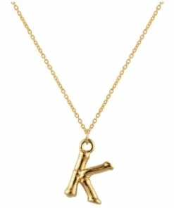 Mocha Letter K Initial Gold Necklace