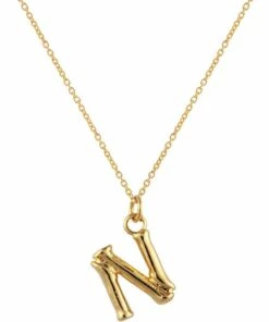 Mocha Letter N Initial Gold Necklace