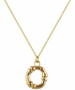 Mocha Letter O Initial Gold Necklace