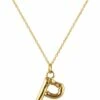 Mocha Letter P Initial Gold Necklace