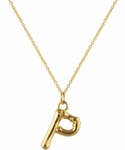 Mocha Letter P Initial Gold Necklace