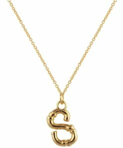 Mocha Letter S Initial Gold Necklace