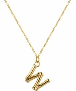 Mocha Letter W Initial Gold Necklace