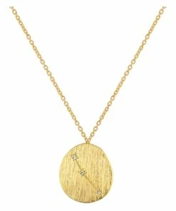 Mocha Aries Zodiac Pendant Gold Necklace