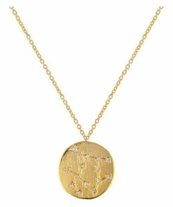 Mocha Gemine Zodiac Pendant Gold Necklace