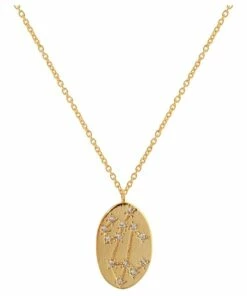 Mocha Cancer Zodiac Pendant Gold Necklace