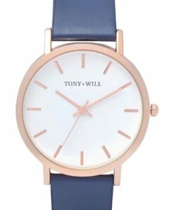 TONY+WILL Classic Navy Leather Quartz Watch TWT000E