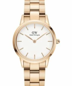 Daniel Wellington Iconic Link 32mm White Dial Rose Gold Stainless Steel Quartz Watch