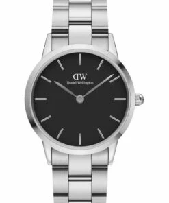 Daniel Wellington 36mm Iconic Lk Black Dial Silver Stainless Steel Watch