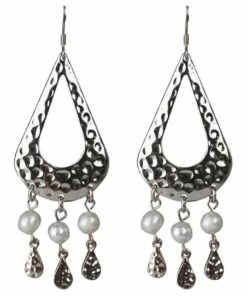 Mocha Palm Spring Pearl Silver Drop Earrings