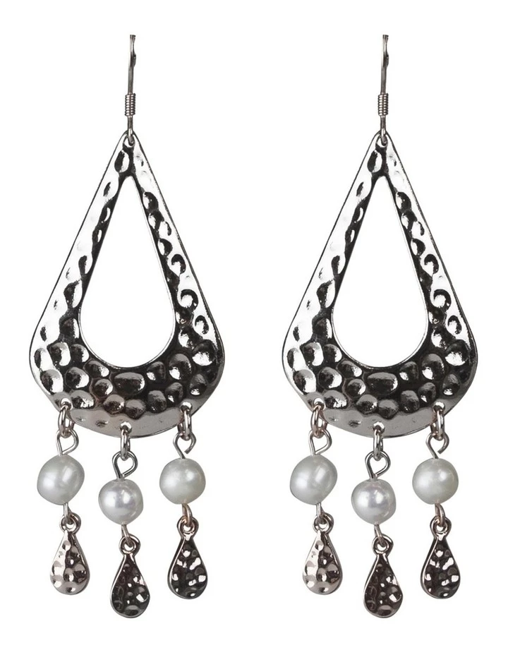 Mocha Palm Spring Pearl Silver Drop Earrings 1 Mocha Palm Spring Pearl Silver Drop Earrings