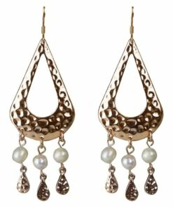 Mocha Palm Spring Pearl Gold Drop Earrings