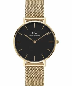 Daniel Wellington Petite 32 Evergold Black Dial Gold Stainless Steel Quartz Watch