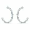 Swarovski Tennis Deluxe Mixed Pierced Silver Hoop Earrings