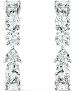 Swarovski Tennis Deluxe Mixed Pierced Silver Ear Climber Earrings