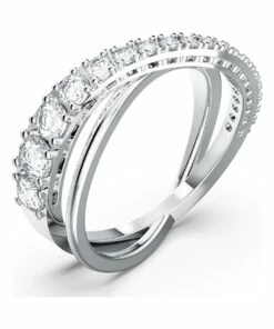 Swarovski Twist Rows Silver Rhodium Plated Ring -RAY-BAN Online Store 781240960 3 720x928