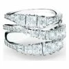 Swarovski Twist Wrap Ring - White - Rhodium Plated