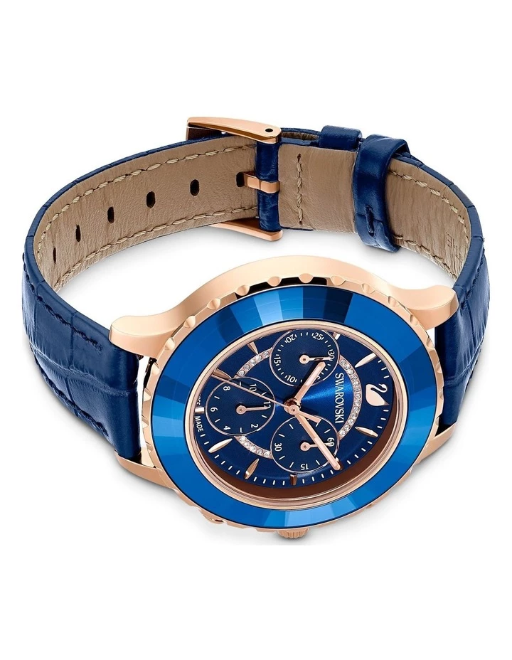Swarovski Octea Lux Chrono Blue Leather Chronograph Watch 3 Swarovski Octea Lux Chrono Blue Leather Chronograph Watch - Image 3