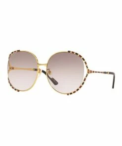 GUCCI Gold/Black/Red Round Sunglasses 0GC001340 1528777001