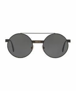 Versace Grey Double Bridge Round Sunglasses 0VE2210 1524110003