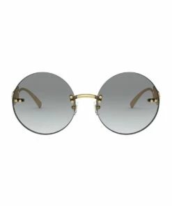 Versace Grey Metal Rimless Round Sunglasses 0VE2214 1527604001