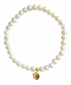 Pure Elements Heart 14ct Gold Plated Charm Bracelet