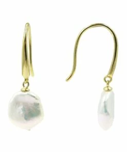 Pure Elements Uniquely Baroque White Pearl Gold Plated Earrings