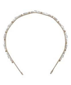 Gregory Ladner Ivory Headband With Faux Pearl and Beads GHAR012M